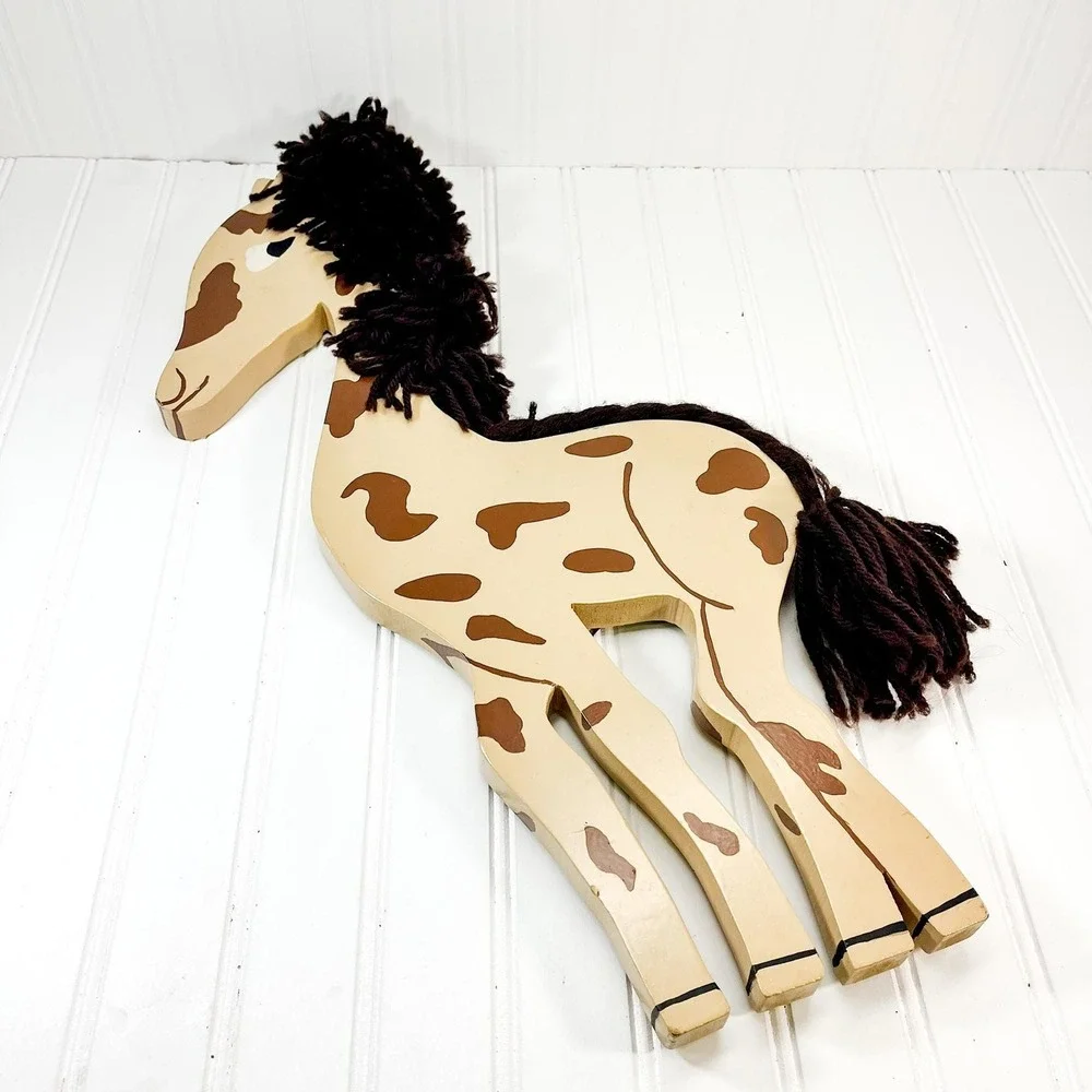 Vintage‎ Handmade Wooden Giraffe Wall Hanging: Circus Nursery Decor